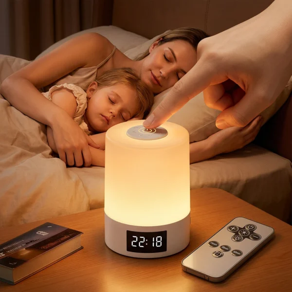 lampe de chevet LED tactile avec horloge