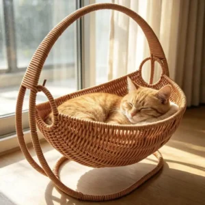 lit suspendu pour chat en osier synthétique